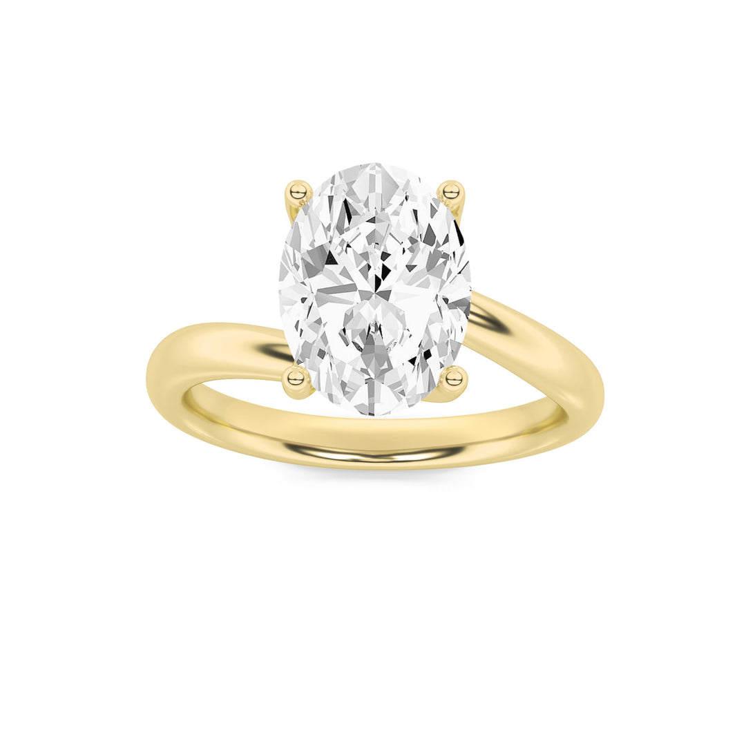 3CTW Oval Shaped Lab Grown Diamond (F/VS) Bypass Shank Engagement Ring in 14K Gold
