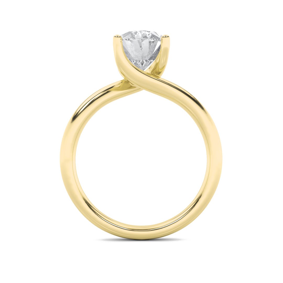 3CTW Oval Shaped Lab Grown Diamond (F/VS) Bypass Shank Engagement Ring in 14K Gold