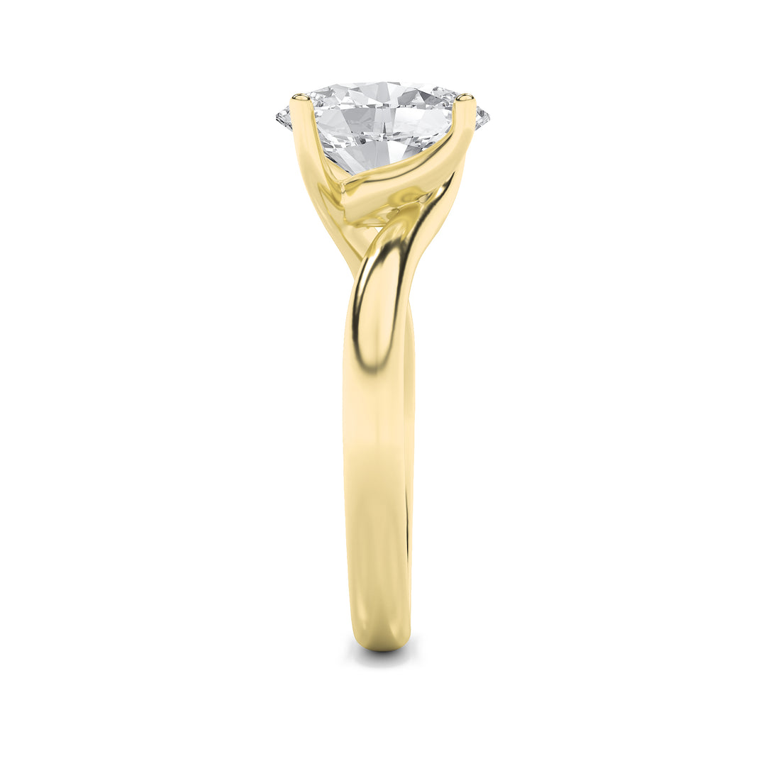 3CTW Oval Shaped Lab Grown Diamond (F/VS) Bypass Shank Engagement Ring in 14K Gold