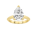 Load image into Gallery viewer, 2CTW Pear Shaped Lab Grown Diamond (F/VS) Knife Edge Shank Solitaire Engagement Ring in 14K Gold
