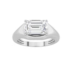 Load image into Gallery viewer, 2CTW Emerald Shaped Lab Grown Diamond (G/VS) East West Solitaire Ring in 14K Gold
