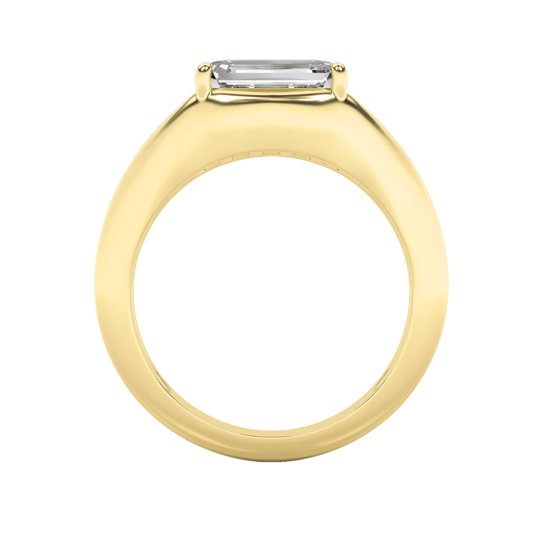 2CTW Emerald Shaped Lab Grown Diamond (G/VS) East West Solitaire Ring in 14K Gold