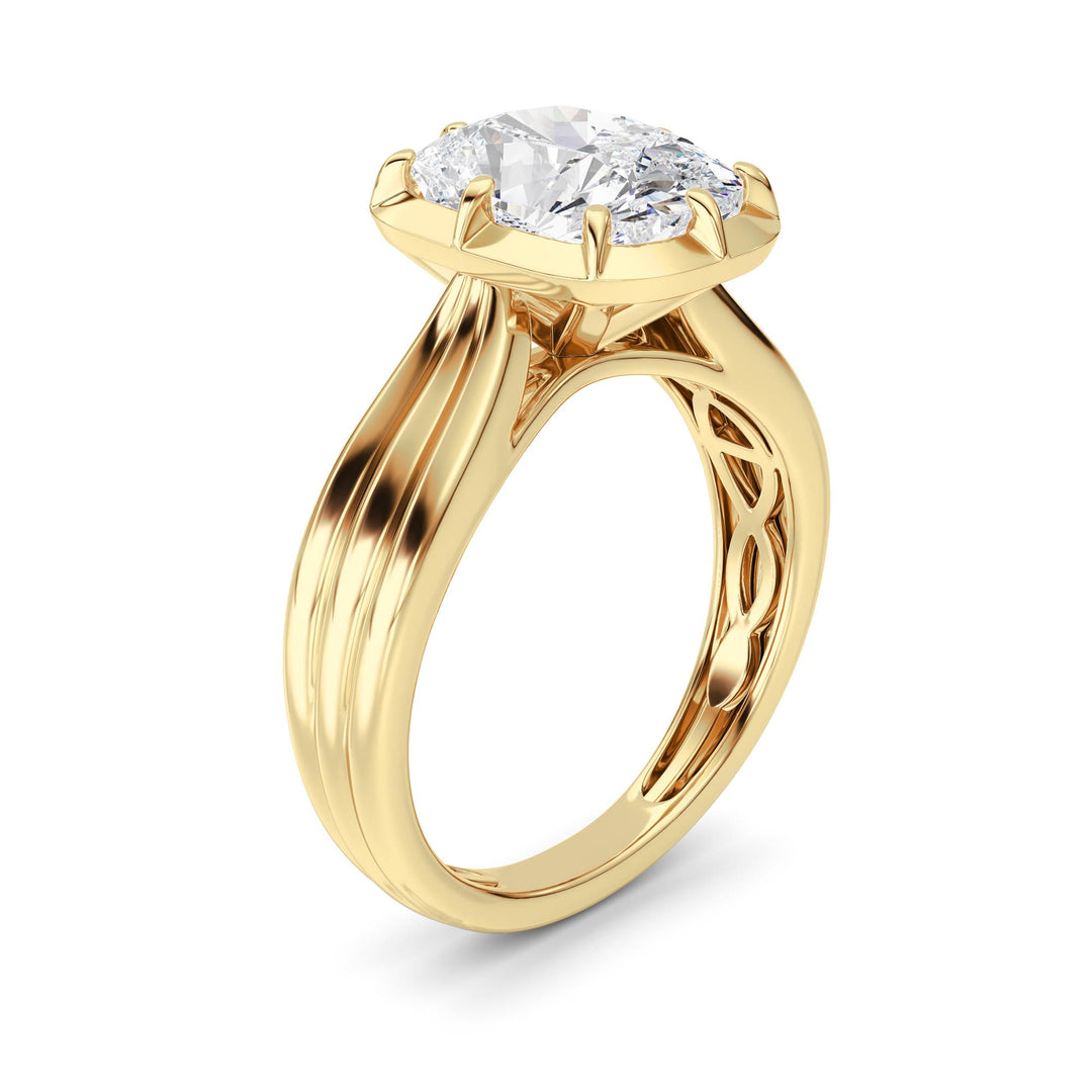 3CTW Elongated Cushion Shaped Lab Grown Diamond (F/VS) Ring in 14K Yellow Gold