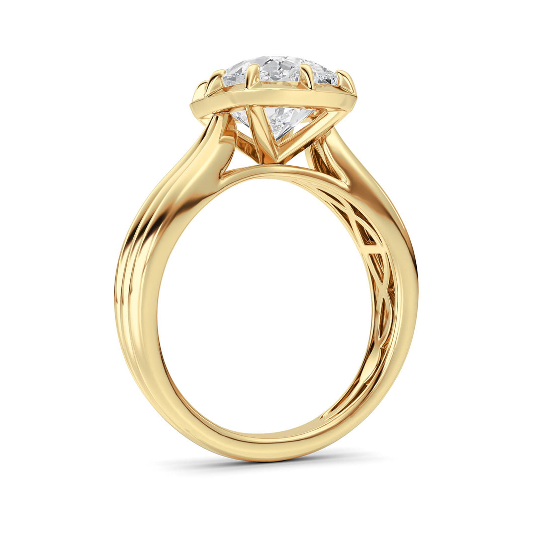 3CTW Elongated Cushion Shaped Lab Grown Diamond (F/VS) Ring in 14K Yellow Gold