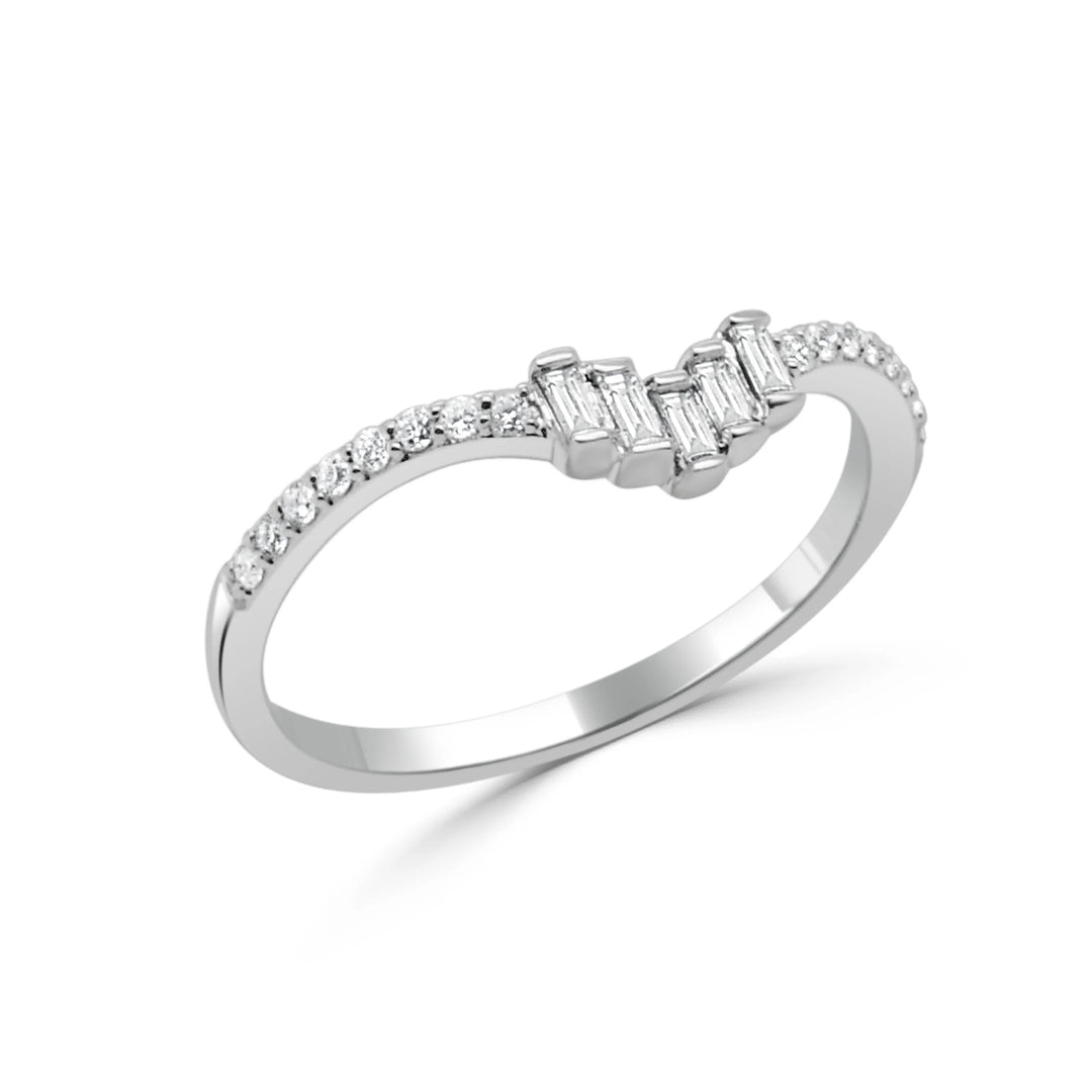 Ciara Curved Baguette Diamond Wedding Band