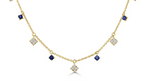Load image into Gallery viewer, Square Diamond &amp; Sapphire Sprinkle Necklace
