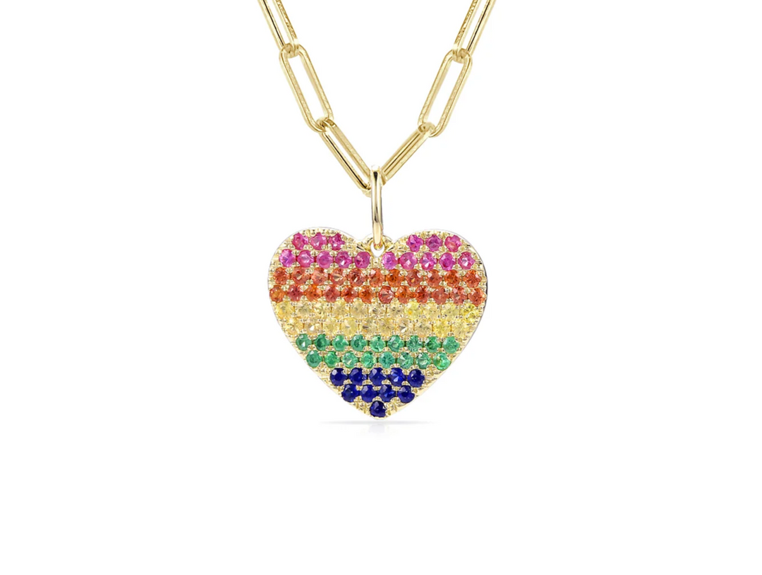 Rainbow Sapphire Heart Charm