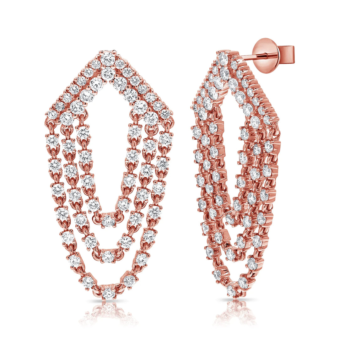 Glorious Layered Diamond Drop Chain Earrings