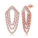 Load image into Gallery viewer, Glorious Layered Diamond Drop Chain Earrings
